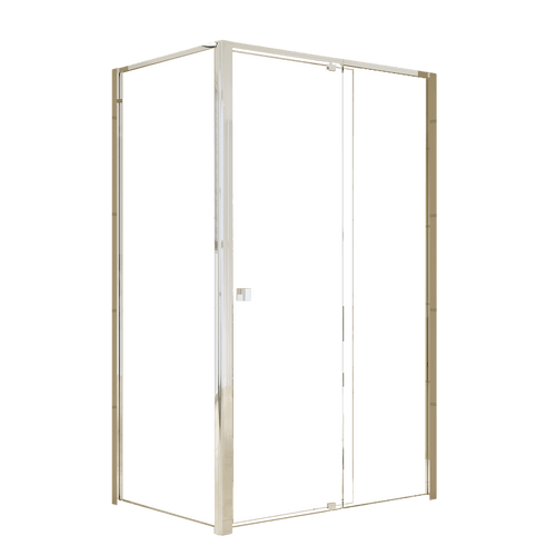 Front: (114~122) x 195cm Adjustable Semi Frameless Shower Screen in Chrome Side: (77~80) x 195cm