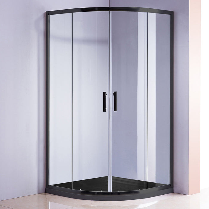 100 x 100cm Rounded Sliding 6mm Curved Shower Screen in Black