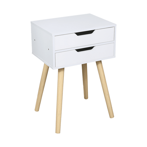 Wooden Bedside Table 2 Drawers Cabinet Storage Tall Night Stand