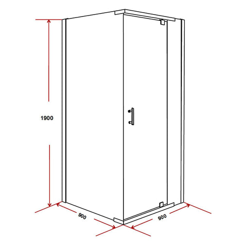 900 x 900 x 1900mm Framed Safety Glass Pivot Door Shower Screen in Black