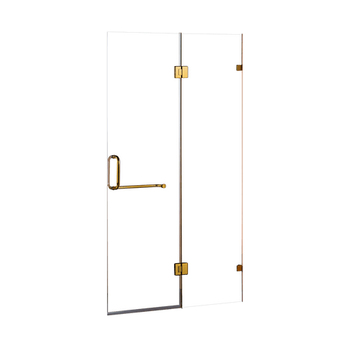 90 x 200cm Wall to Wall Frameless Shower Screen in GOLD Hardware with SQUARE Handle