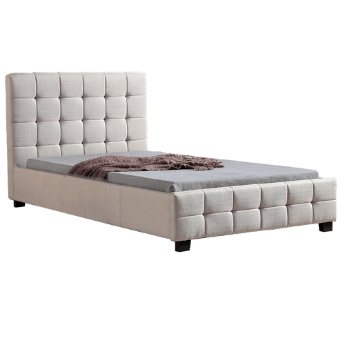 King Single Beige Linen Fabric Deluxe Bed Frame