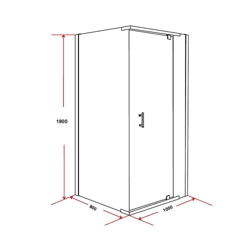 1000 x 900 x 1900mm Framed Safety Glass Pivot Door Shower Screen in Black