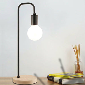 Modern Black Table Lamp Desk Light Timber Base Bedside Bedroom