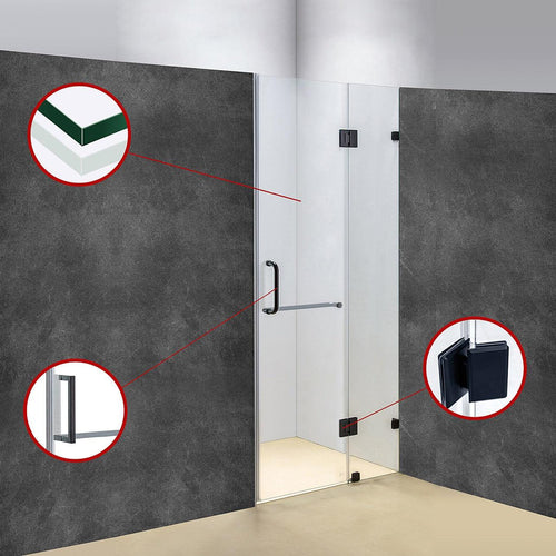 100 x 200cm Wall to Wall Frameless Shower Screen in CHROME Hardware, SQUARE Handle