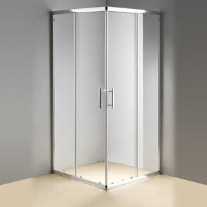 900 x 900mm Sliding Door Nano Safety Glass Shower Screen in CHROME