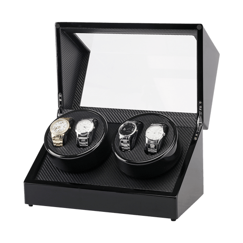 Automatic Quad Watch Winder Wood Display Box Case Motor Rotation Storage