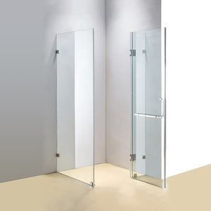 100 x 90cm Frameless 10mm Glass Shower Screen By Della Francesca CHROME Hardware,SQUARE Handle