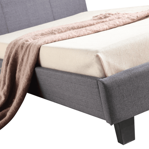 King Single Bed Frame Grey Linen Fabric