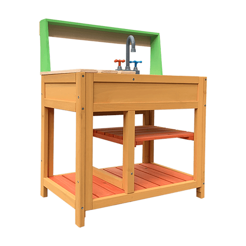 Childrens Outdoor Play Mud Kitchen Sand Pit with Display Shelf