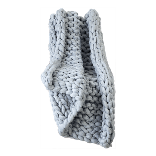 Hand Knitted Chunky Blanket Thick Acrylic Yarn Blanket Home Decor Throw Rug - Grey