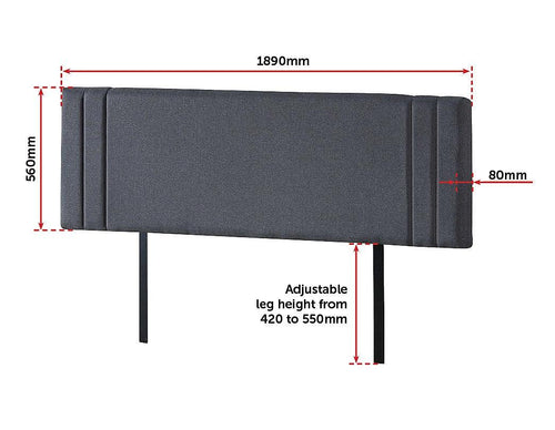 Grey Linen Fabric King Deluxe Headboard Bedhead