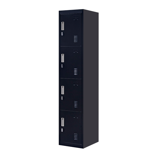Black Locker with 4 Doors & Padlock-operated – Storage for Gym, School, or Workplace